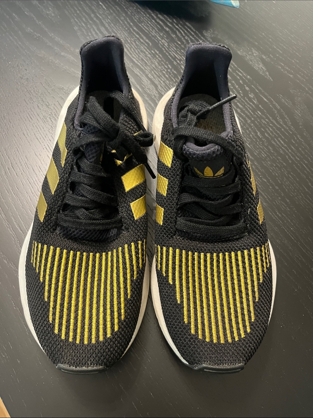 adidas Black and Yellow Knit Running Shoes